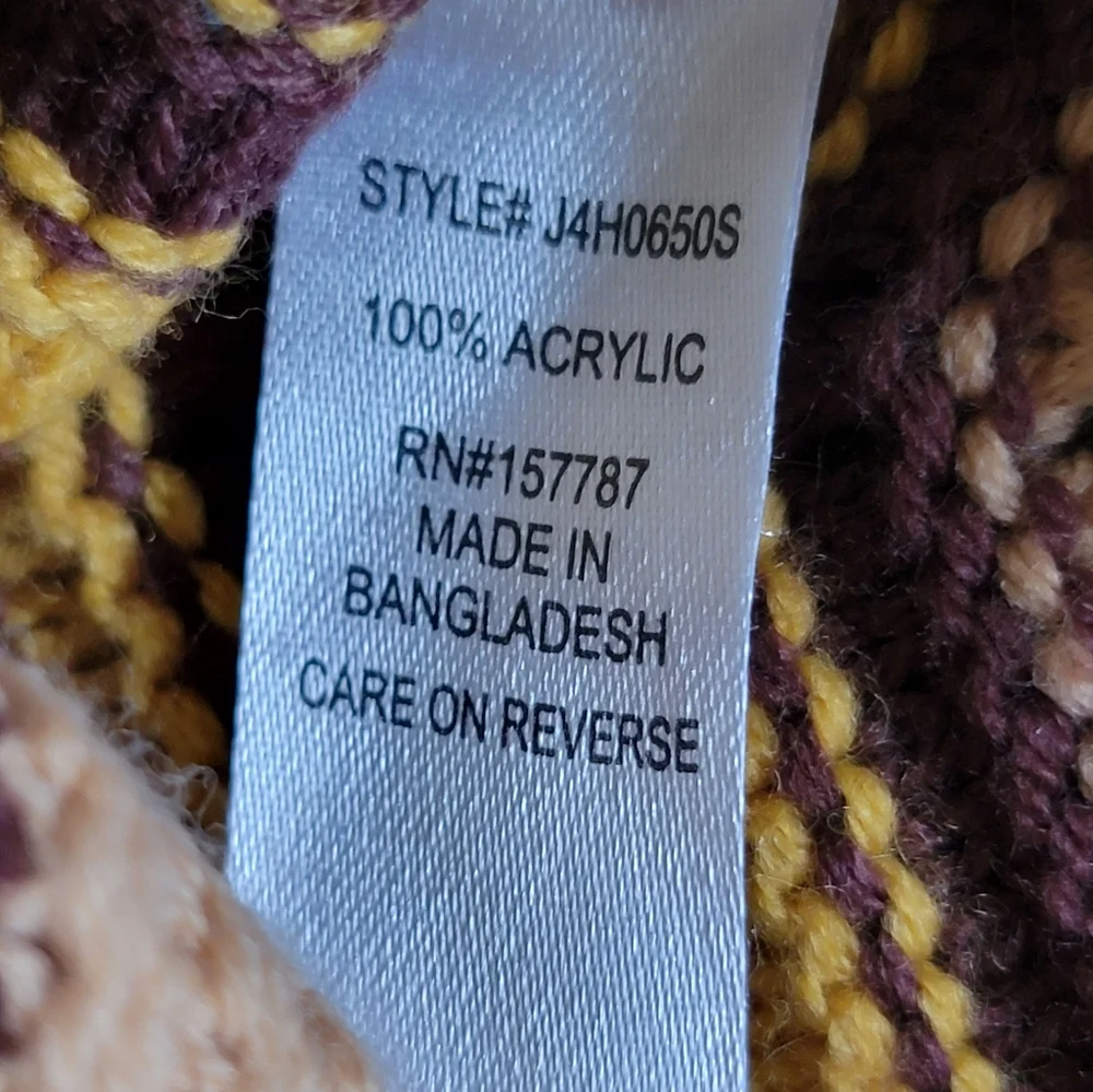 FCT Women's Sz Large Chevron Cropped Knit Sweater in Earth Tones LIKE NEW - Picture 4 of 6